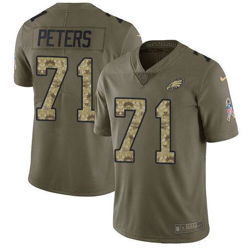 Nike Eagles #71 Jason Peters Olive/Camo Men's Stitched NFL Limited Salute To Service Jersey - Click Image to Close